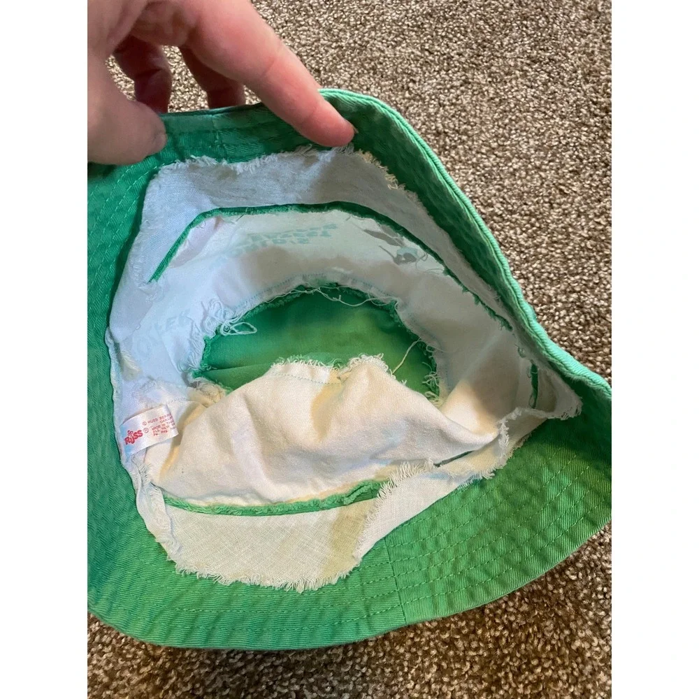 Vintage 90s Bucket Hat Golf Novelty Graphic Green White Sporty Retro Y2K Preppy